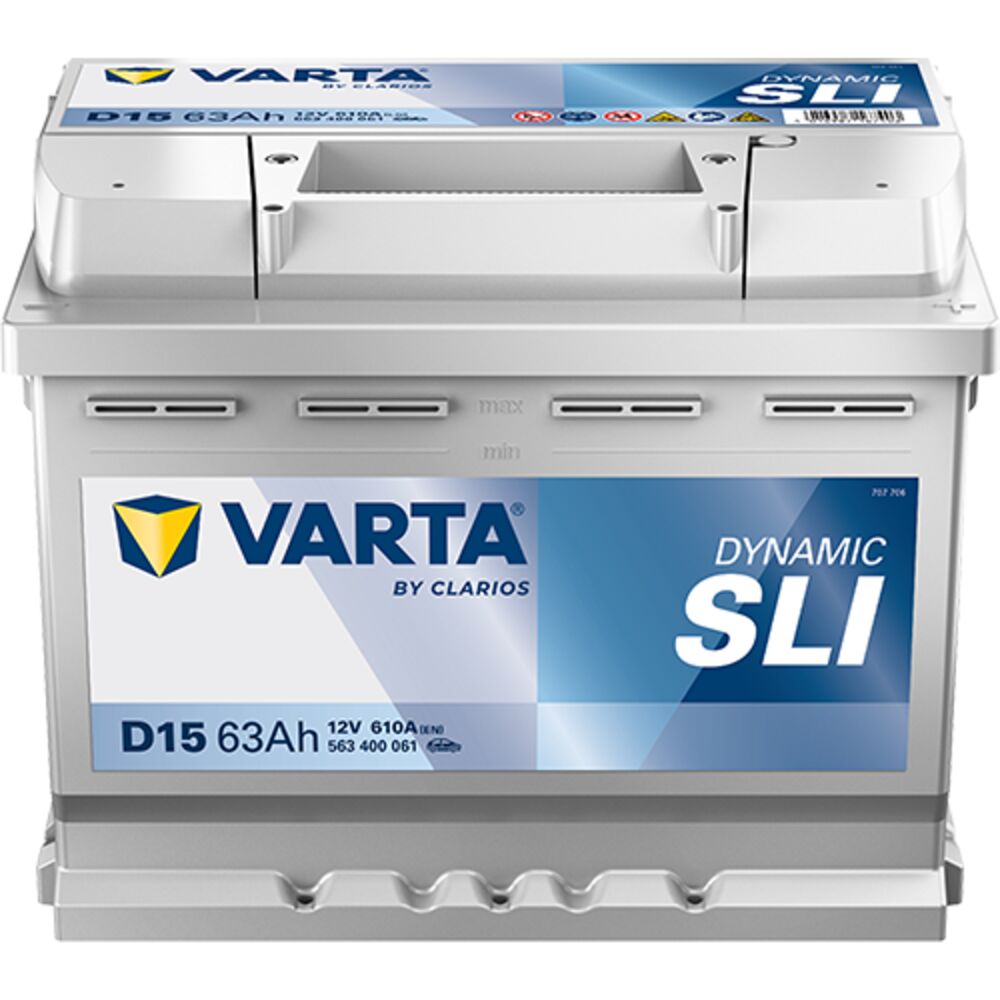 Akku 12V 63AH 610A Dynamic SLI D15 Varta