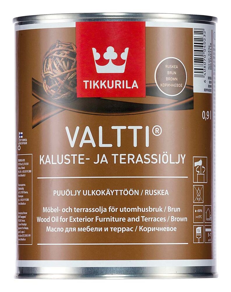 Kaluste- ja terassiöljy Valtti  0,9 l ruskea Tikkurila