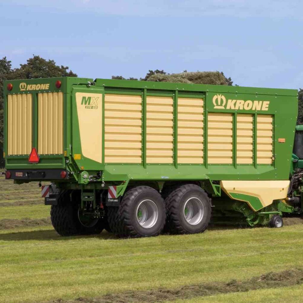 Krone MX 370 GL - hydraulisella akselistolla noukinvaununa