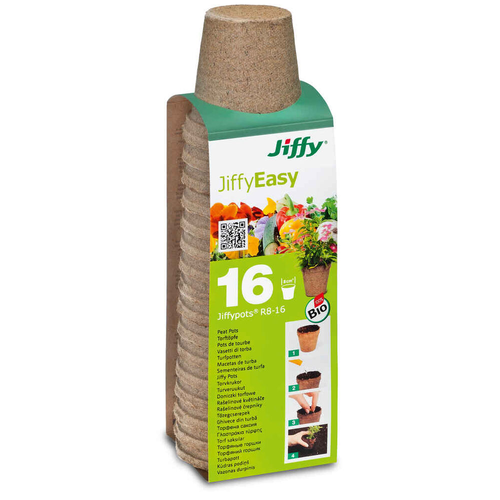 Turveruukku pyöreä 8cm 16 kpl/pkt Jiffy