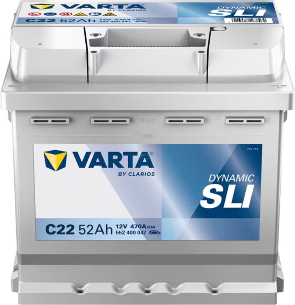 Akku 12V 52AH 470A Dynamic SLI C22 Varta