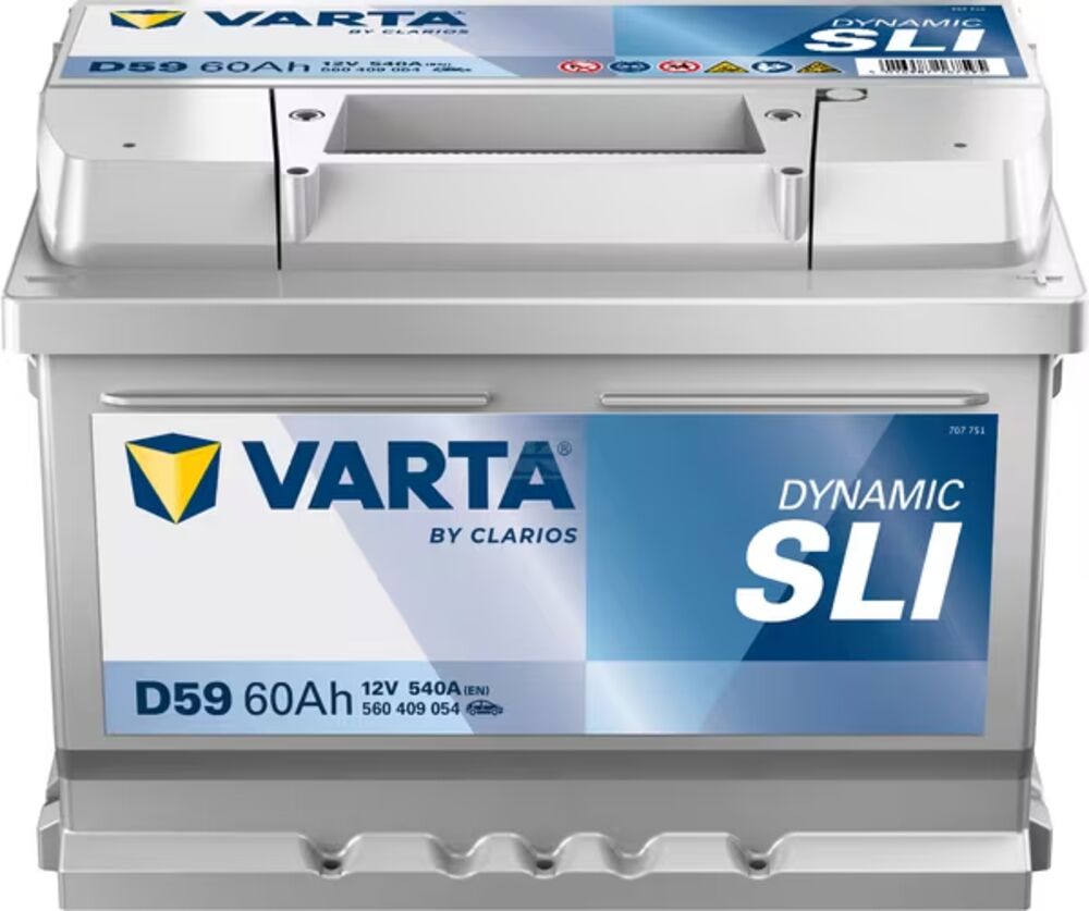 Akku 12V 60AH 540A Dynamic SLI D59 Varta