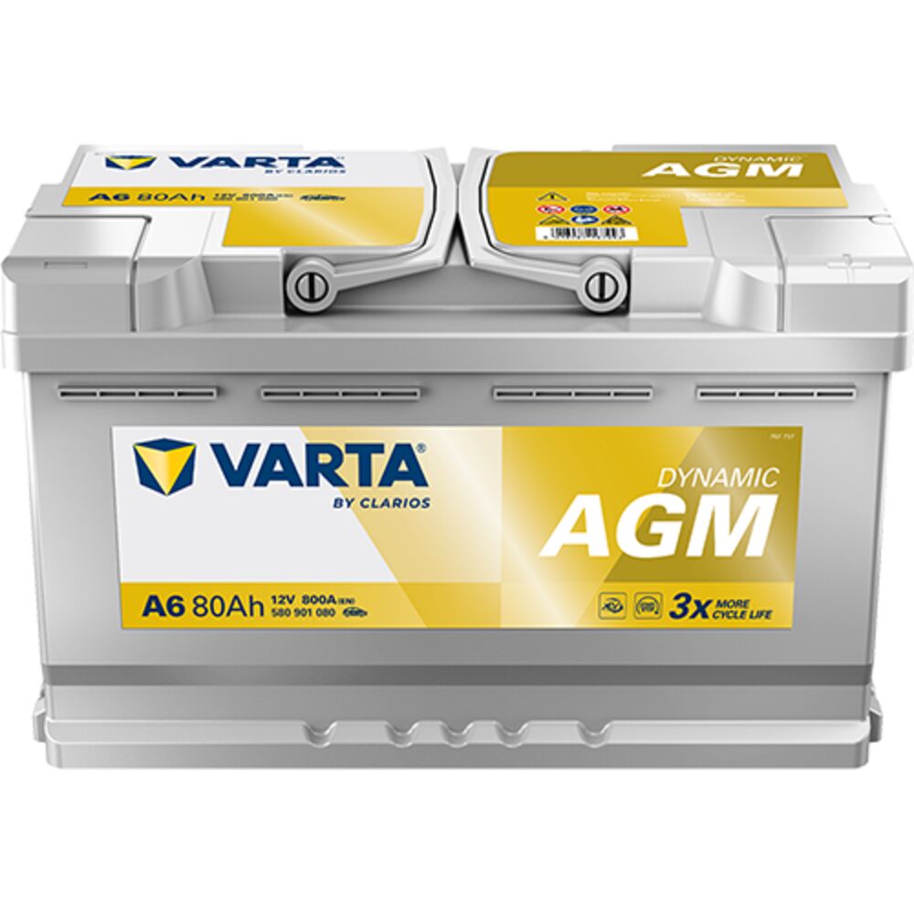 Akku 12V 80AH 800A Dynamic AGM A6 Varta