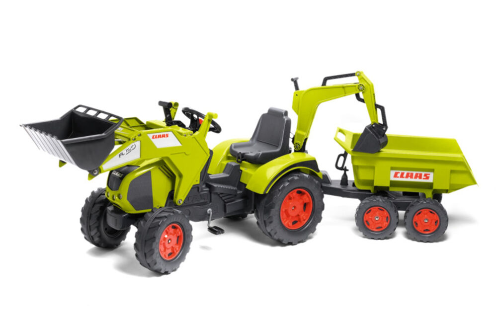 Polkutraktori Claas Axos 330 Etukuormaimella/Takakaivurilla ja Perävaunulla