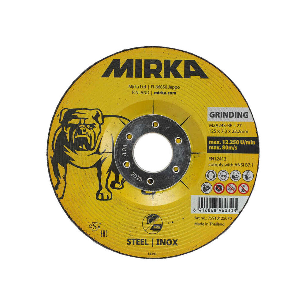 Napalaikka 125x7,0x22,2mm M2A24S-BF Inox, Mirka