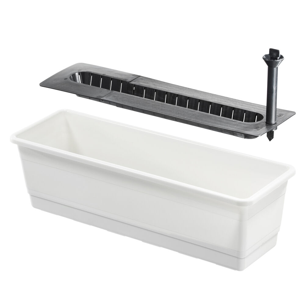 Parvekelaatikko kestokastelu 55 cm valkoinen