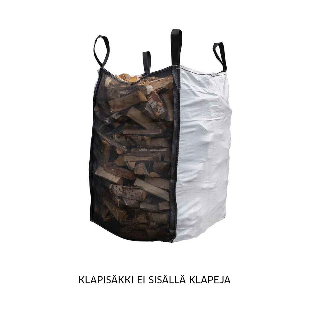 Big Bag 1,5 m3 hengittävä avattava klapisäkki Espegard. Huom. klapisäkissä ei ole klapeja.