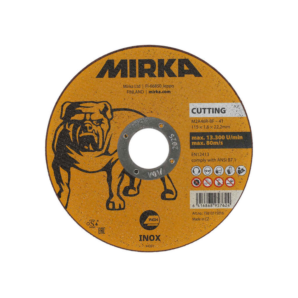 Katkaisulaikka 115x1,6x22,2mm M2A46R-BF Inox, Mirka