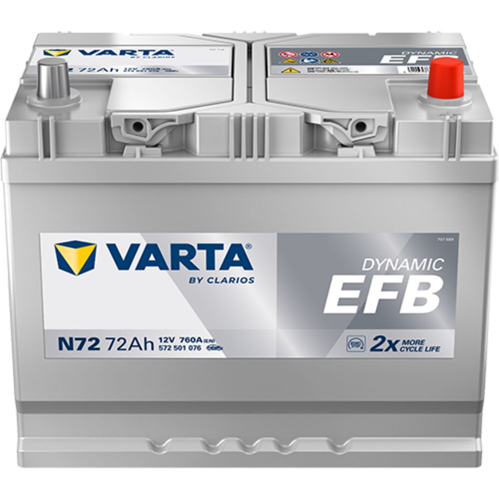 Akku 12V 72AH 760A Dynamic EFB N72 Varta