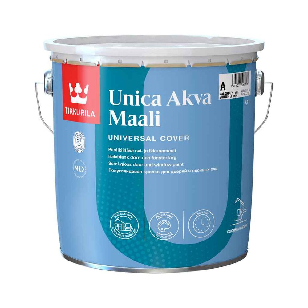 Ovi - ja ikkunamaali Unica Akva A 2,7 l Tikkurila