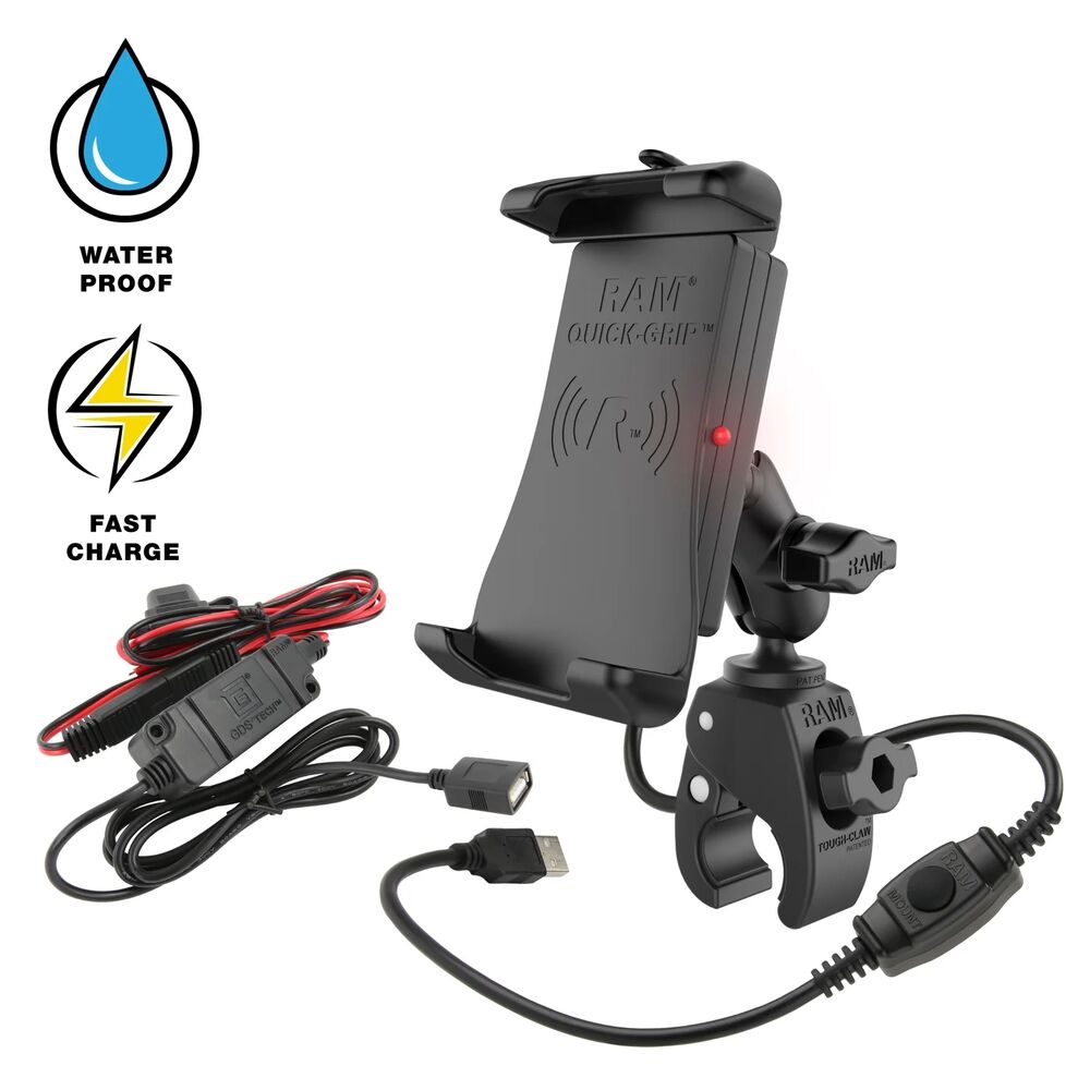 RAM MOUNTS Quick-Grip 15W Vedenpitävä Langaton Latausteline Ja Laturi Koura kiinnitys